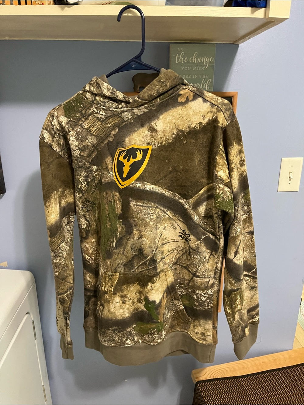 Kids Camo Hoodie Sweatshirt with Yellow Shield Logo